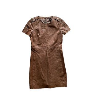 RACHEL ZOE 100% Genuine Leather Short Sleeve Mini Dress Size 4